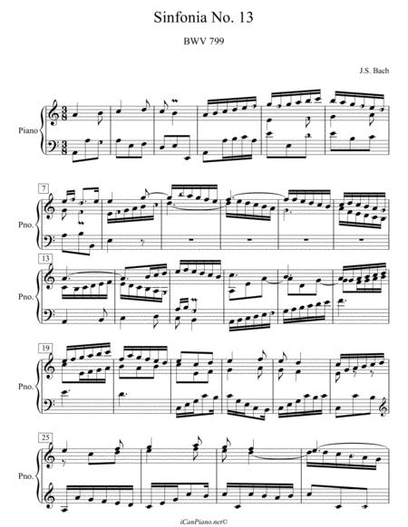 Bach Sinfonia No 13 In A Minor Bwv 799 Icanpiano Style Sheet Music