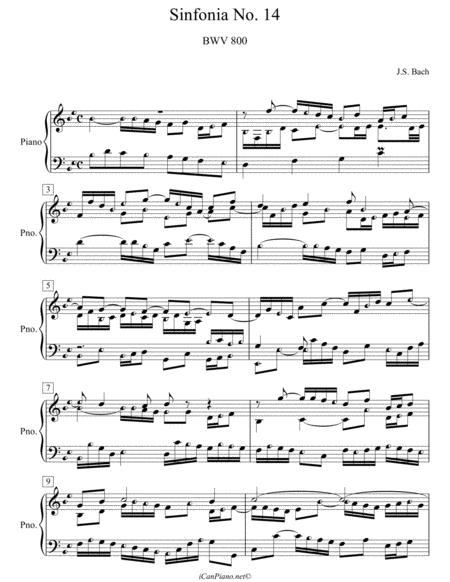 Bach Sinfonia No 14 In Bb Major Bwv 800 Icanpiano Style Sheet Music