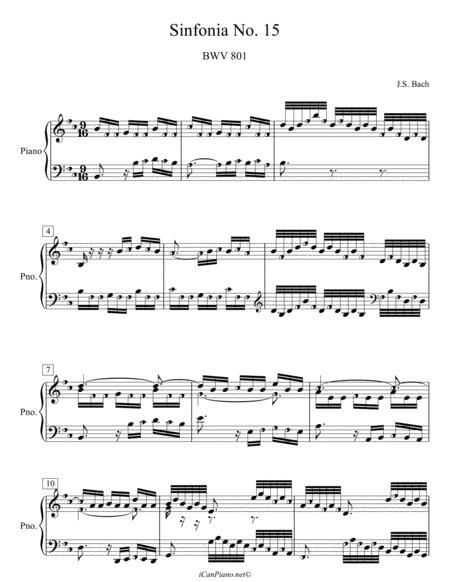 Bach Sinfonia No 15 In B Minor Bwv 801 Icanpiano Style Sheet Music