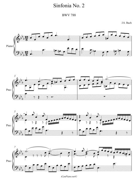 Bach Sinfonia No 2 In C Minor Bwv 788 Sheet Music