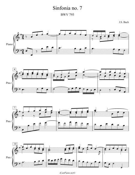 Bach Sinfonia No 7 In E Minor Bwv 793 Icanpiano Style Sheet Music