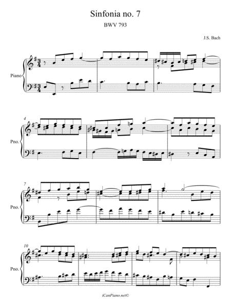 Bach Sinfonia No 7 In E Minor Bwv 793 Sheet Music