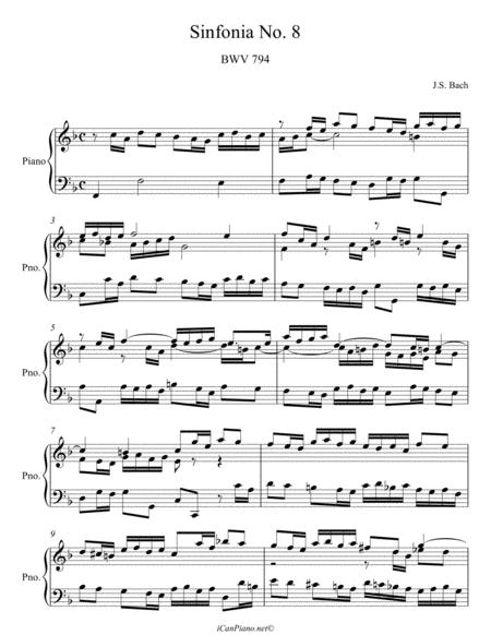 Bach Sinfonia No 8 In F Major Bwv 794 Sheet Music