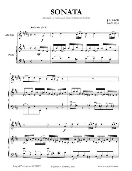 Free Sheet Music Bach Six Sonatas Bwv 1030 1035 For Alto Sax Piano