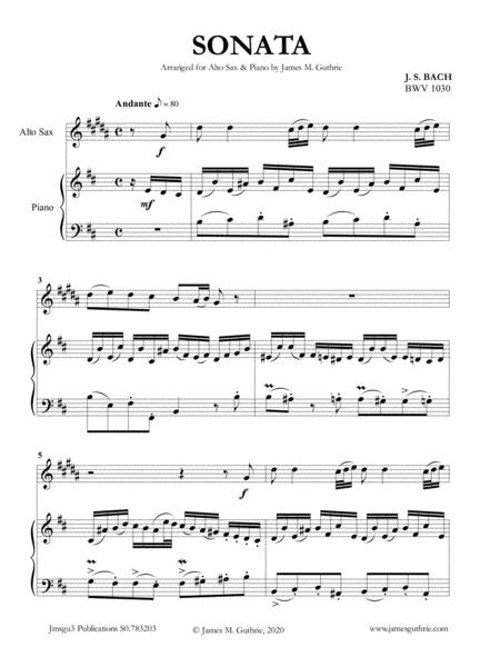 Bach Sonata Bwv 1030 For Alto Sax Piano Sheet Music