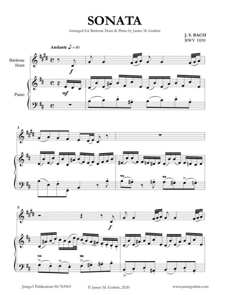 Bach Sonata Bwv 1030 For Baritone Horn Piano Sheet Music