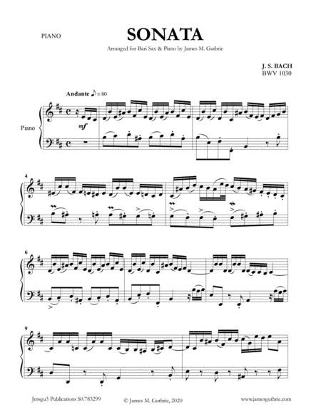 Bach Sonata Bwv 1030 For Baritone Sax Piano Sheet Music