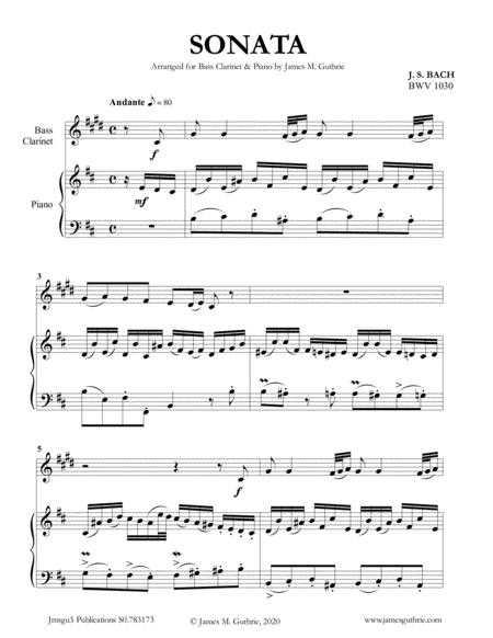 Bach Sonata Bwv 1030 For Bass Clarinet Piano Sheet Music