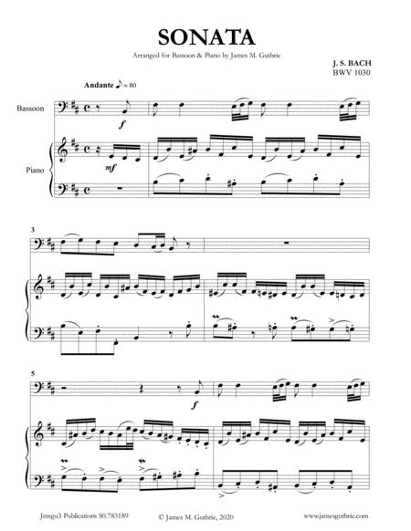 Bach Sonata Bwv 1030 For Bassoon Piano Sheet Music