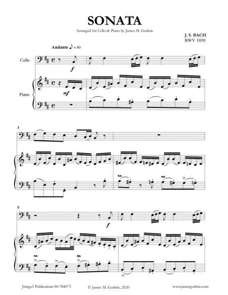 Bach Sonata Bwv 1030 For Cello Piano Sheet Music