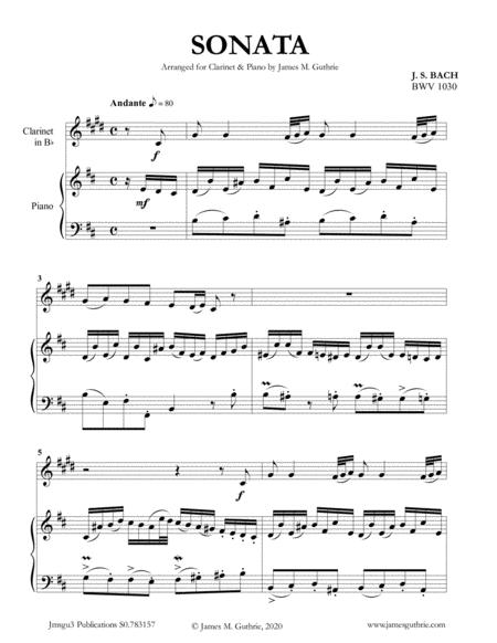 Bach Sonata Bwv 1030 For Clarinet Piano Sheet Music