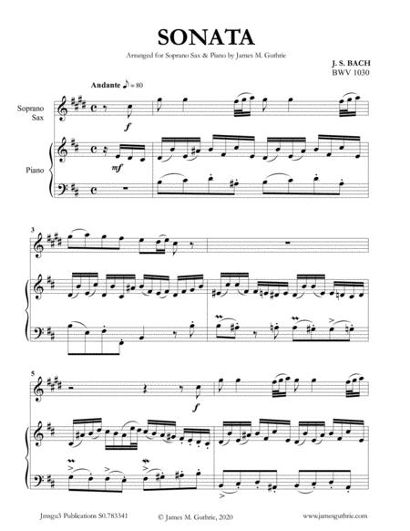 Bach Sonata Bwv 1030 For Soprano Sax Piano Sheet Music