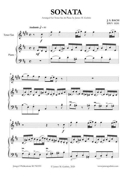 Bach Sonata Bwv 1030 For Tenor Sax Piano Sheet Music