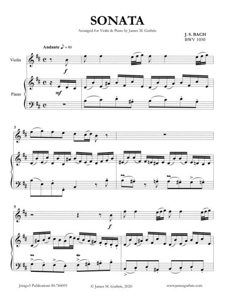 Bach Sonata Bwv 1030 For Violin Piano Sheet Music