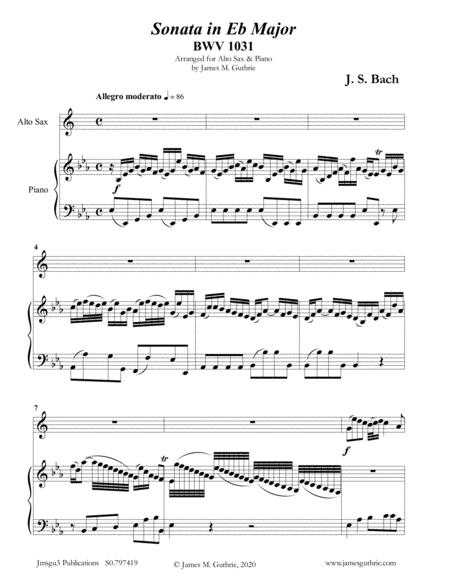 Bach Sonata Bwv 1031 For Alto Sax Piano Sheet Music