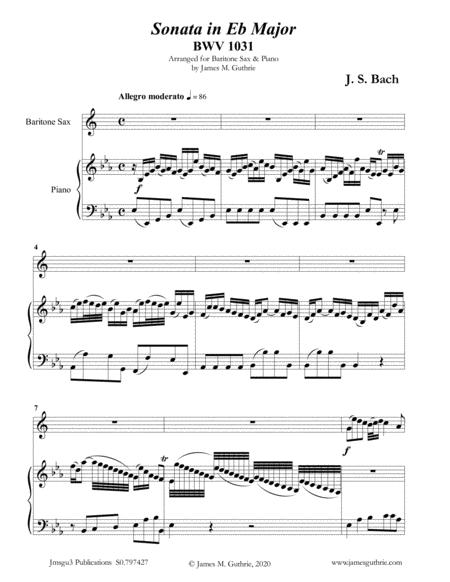 Bach Sonata Bwv 1031 For Baritone Sax Piano Sheet Music