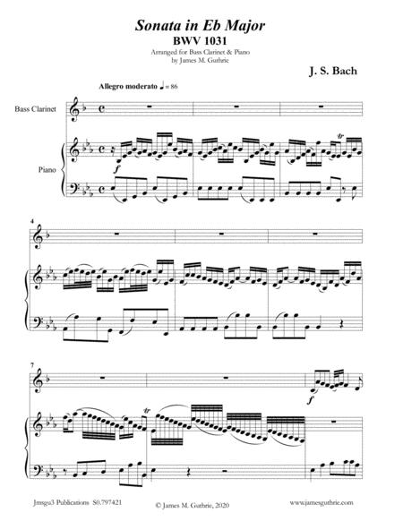 Bach Sonata Bwv 1031 For Bass Clarinet Piano Sheet Music