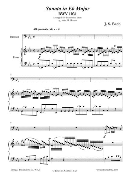 Free Sheet Music Bach Sonata Bwv 1031 For Bassoon Piano