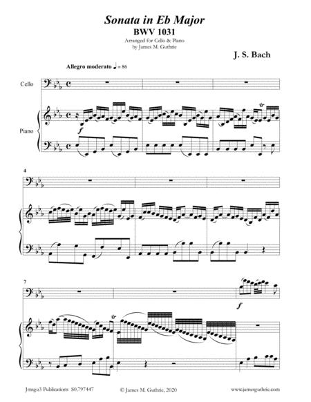 Bach Sonata Bwv 1031 For Cello Piano Sheet Music