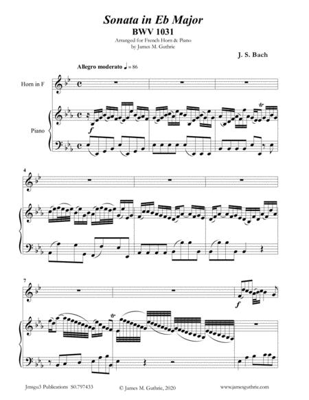 Bach Sonata Bwv 1031 For French Horn Piano Sheet Music