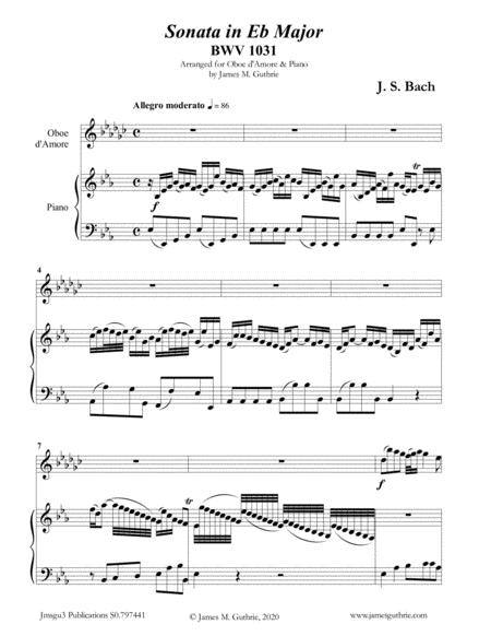 Bach Sonata Bwv 1031 For Oboe D Amore Piano Sheet Music