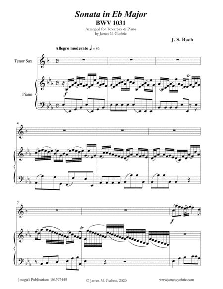 Free Sheet Music Bach Sonata Bwv 1031 For Tenor Sax Piano