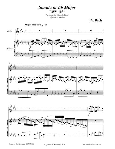 Free Sheet Music Bach Sonata Bwv 1031 For Violin Piano