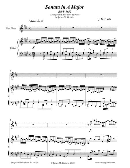 Bach Sonata Bwv 1032 For Alto Flute Piano Sheet Music