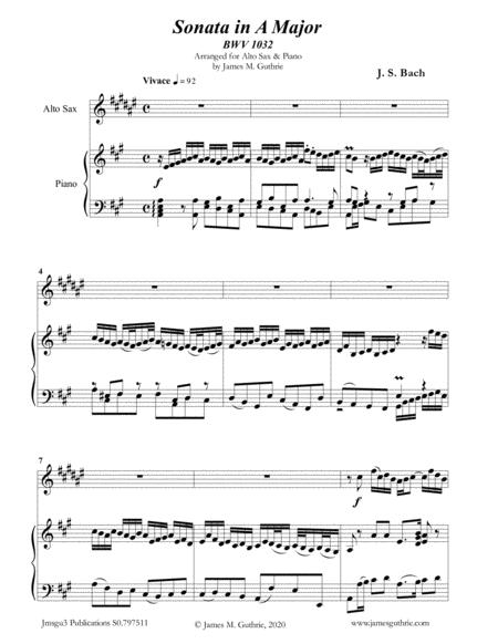 Bach Sonata Bwv 1032 For Alto Sax Piano Sheet Music