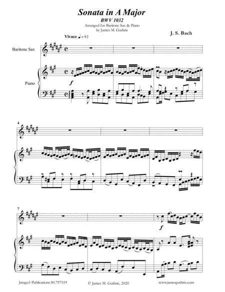 Bach Sonata Bwv 1032 For Baritone Sax Piano Sheet Music