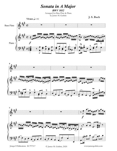 Bach Sonata Bwv 1032 For Bass Flute Piano Sheet Music