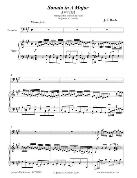 Bach Sonata Bwv 1032 For Bassoon Piano Sheet Music