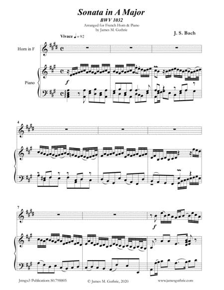 Bach Sonata Bwv 1032 For French Horn Piano Sheet Music