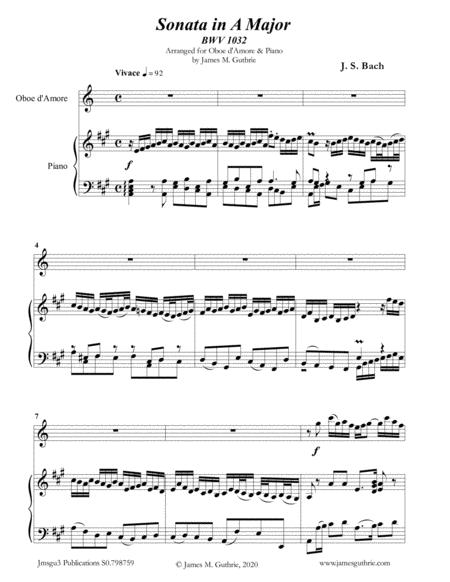 Bach Sonata Bwv 1032 For Oboe D Amore Piano Sheet Music