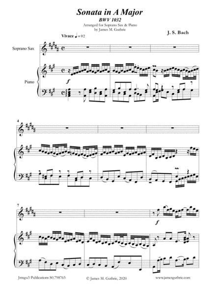 Bach Sonata Bwv 1032 For Soprano Sax Piano Sheet Music