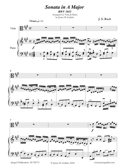Free Sheet Music Bach Sonata Bwv 1032 For Viola Piano