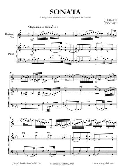 Bach Sonata Bwv 1035 For Baritone Sax Piano Sheet Music