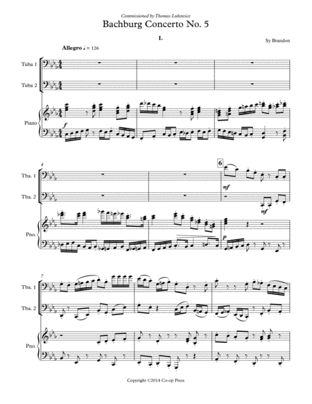 Bachburg Concerto No 5 For Two Tubas And Piano Sheet Music