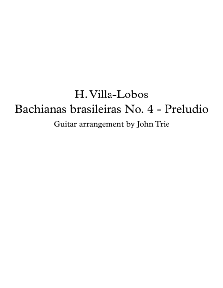 Free Sheet Music Bachianas Brasileiras No 4 Preludio Tab