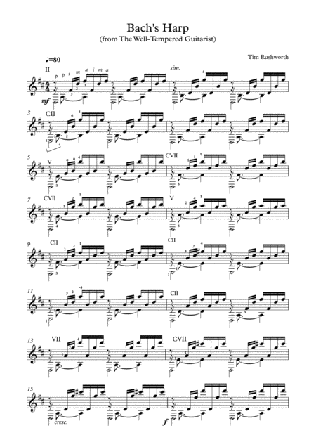 Free Sheet Music Bachs Harp From The Well Tempered Guitarist
