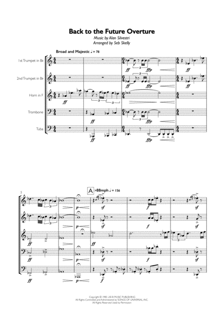 Back To The Future For Brass Quintet Sheet Music