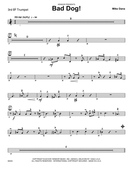 Bad Dog 3rd Bb Trumpet Sheet Music