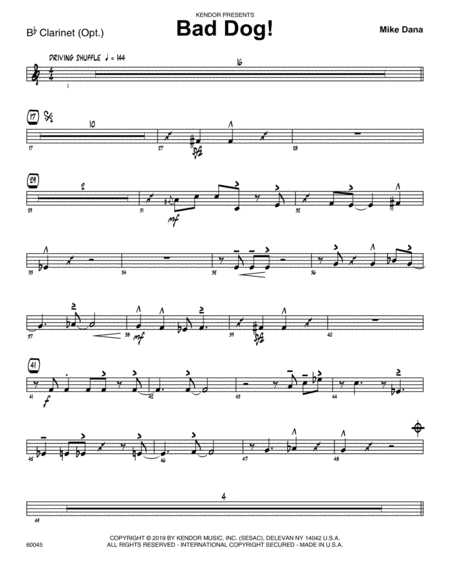 Free Sheet Music Bad Dog Bb Clarinet