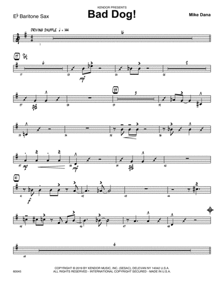 Bad Dog Eb Baritone Saxophone Sheet Music