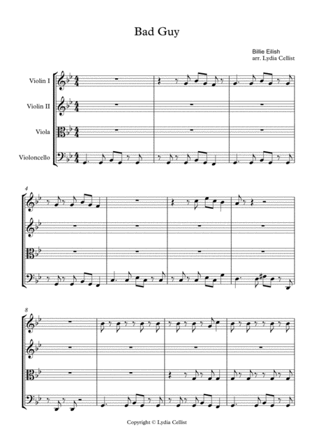 Free Sheet Music Bad Guy Billie Eilish Song