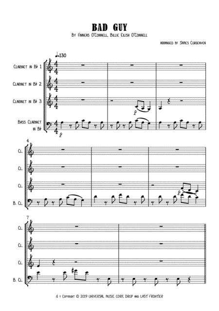 Bad Guy For Clarinet Quartet Sheet Music