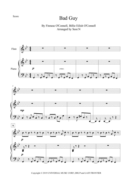 Bad Guy For Flute And Piano Sheet Music