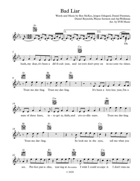 Bad Liar Lead Sheet Sheet Music