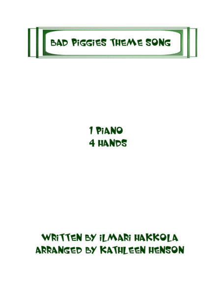 Bad Piggies Theme Song Sheet Music