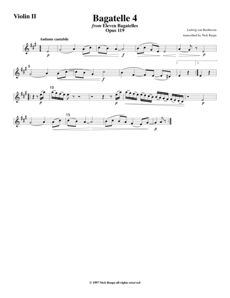 Bagatelle 4 For String Orchestra Violin 2 Part Sheet Music